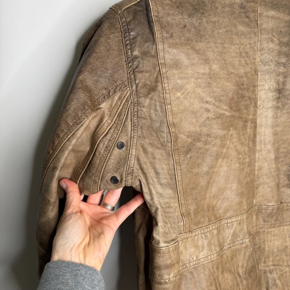 AA Vintage Saddlebred Leather Bike Brown Bomber Knife Pockets‎ Jacket